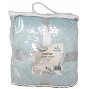 Wholesale - Embossed Sherpa Throw Blanket - Light Blue, UPC: 849808012040